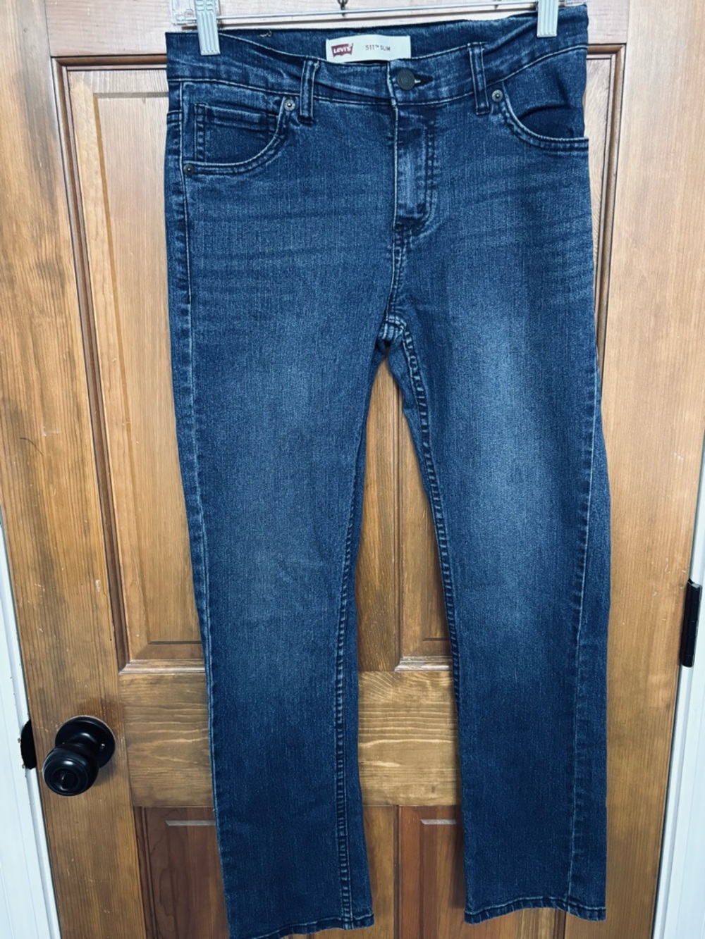Levi 511 Slim Fit Dark Wash Boy’s Jeans 27” x 27” 14 Regular EUC - Picture 4 of 11